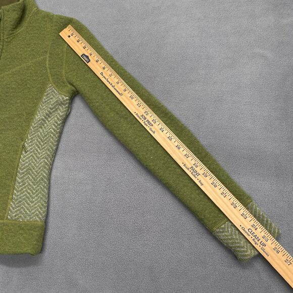 Prana Wool Blend Full Zip Mock Neck Sweater Jacket Womens XS Green Pockets - Picture 12 of 14